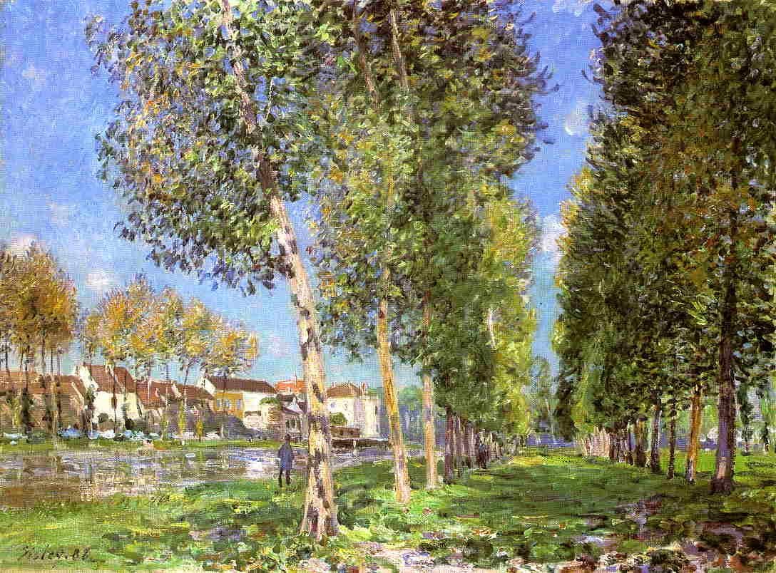 The Lane of Poplars at Moret Morning  1888 | Alfred Sisley | Oil Painting