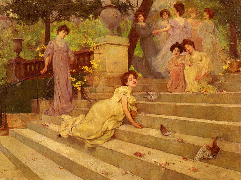 Girls On A Terrace | Albert Emile Artigue | Oil Painting