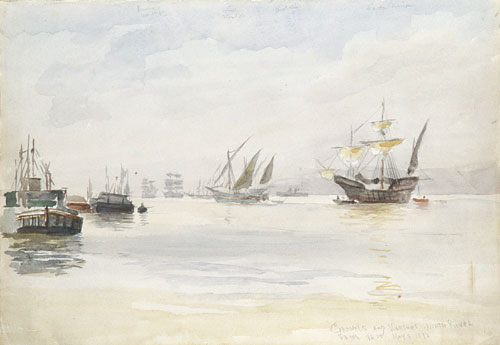 Caravels and Warships North River from 96th Street May 3 1893 | Reynolds Beal | Oil Painting