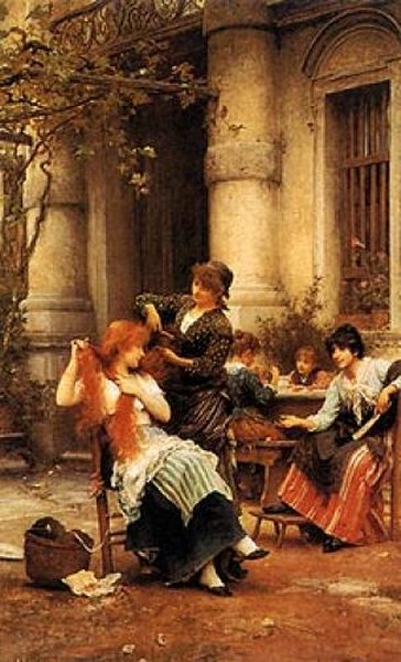 An Alfresco Toilet | Sir Samuel Luke Fildes | Oil Painting