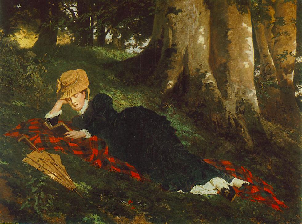 Reading Woman in the Forest 1875 | Gyula Benczur | oil painting