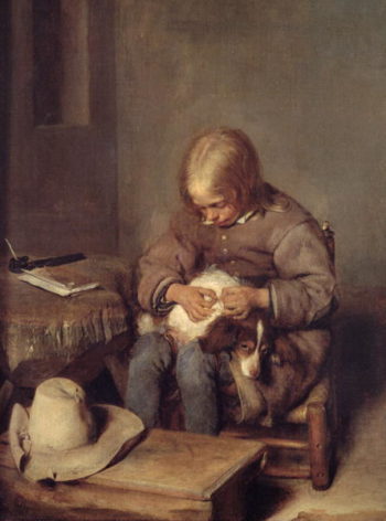 The Flea Catcher | Gerard ter Borch or Terborch | oil painting