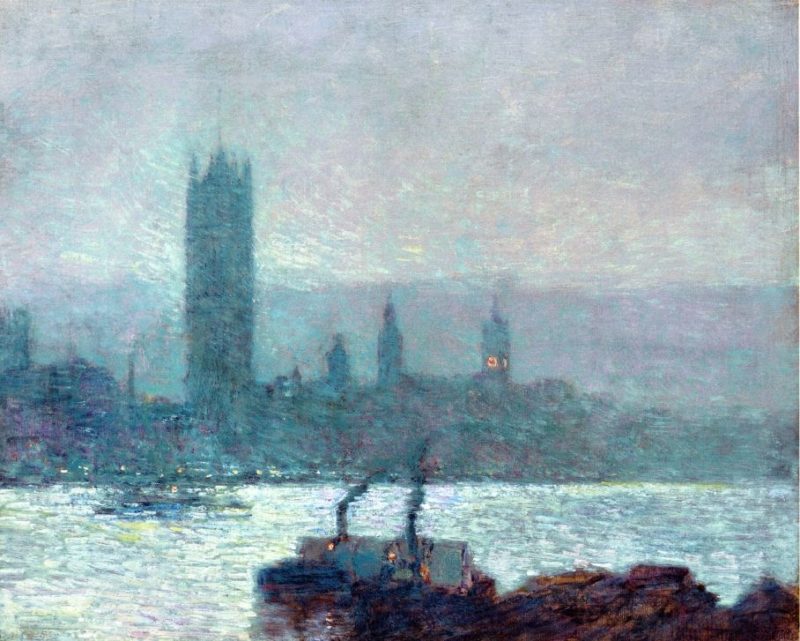 Houses of Parliament, Early Evening Frederick Childe Hassam