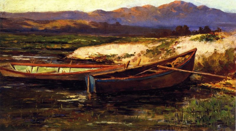 Boats Drawn up to Shore | Elmer Wachtel | oil painting