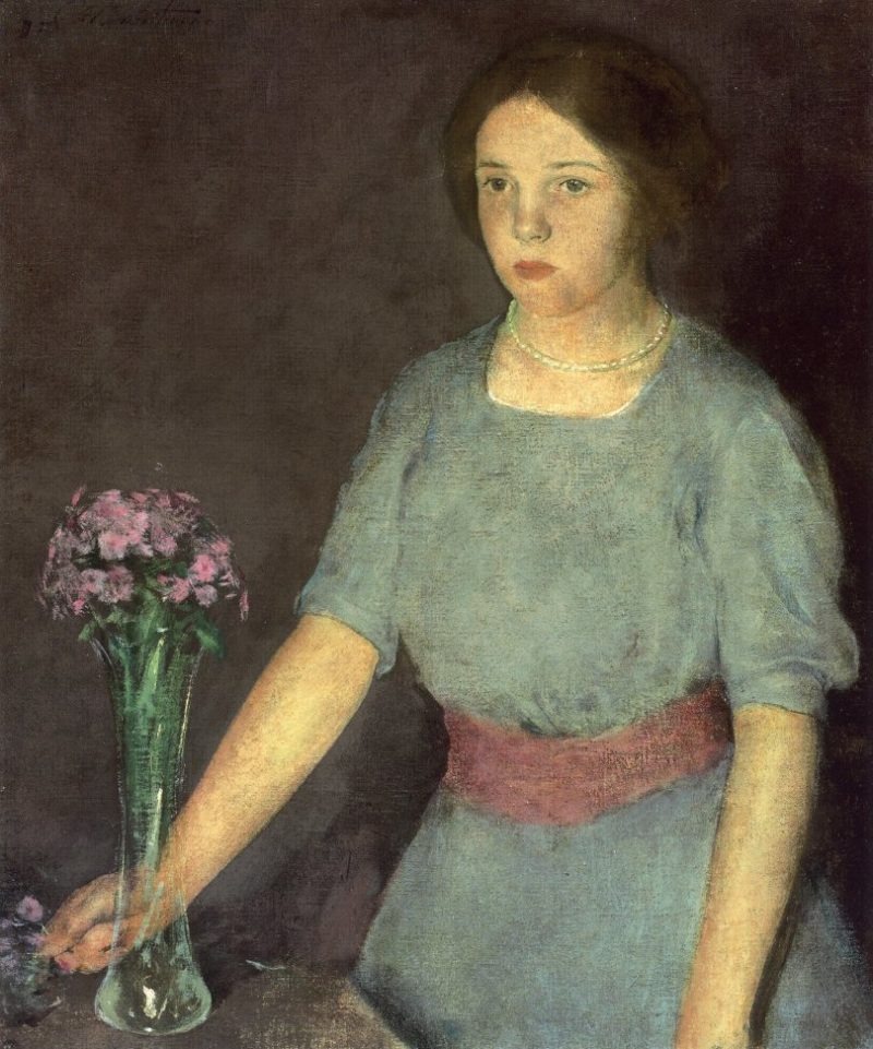 Girl with Vase | Charles W Hawthorne | oil painting