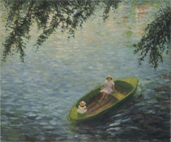 Young girls in a boat on the Marne | Henri Lebasque | oil painting