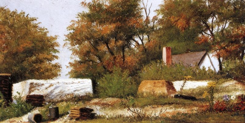 Autumn Scene in the Woods of North Carolina with House and Stacks of Wood | William Aiken Walker | oil painting