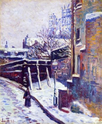 Montmartre Snow Covered Street | Maximilien Luce | oil painting