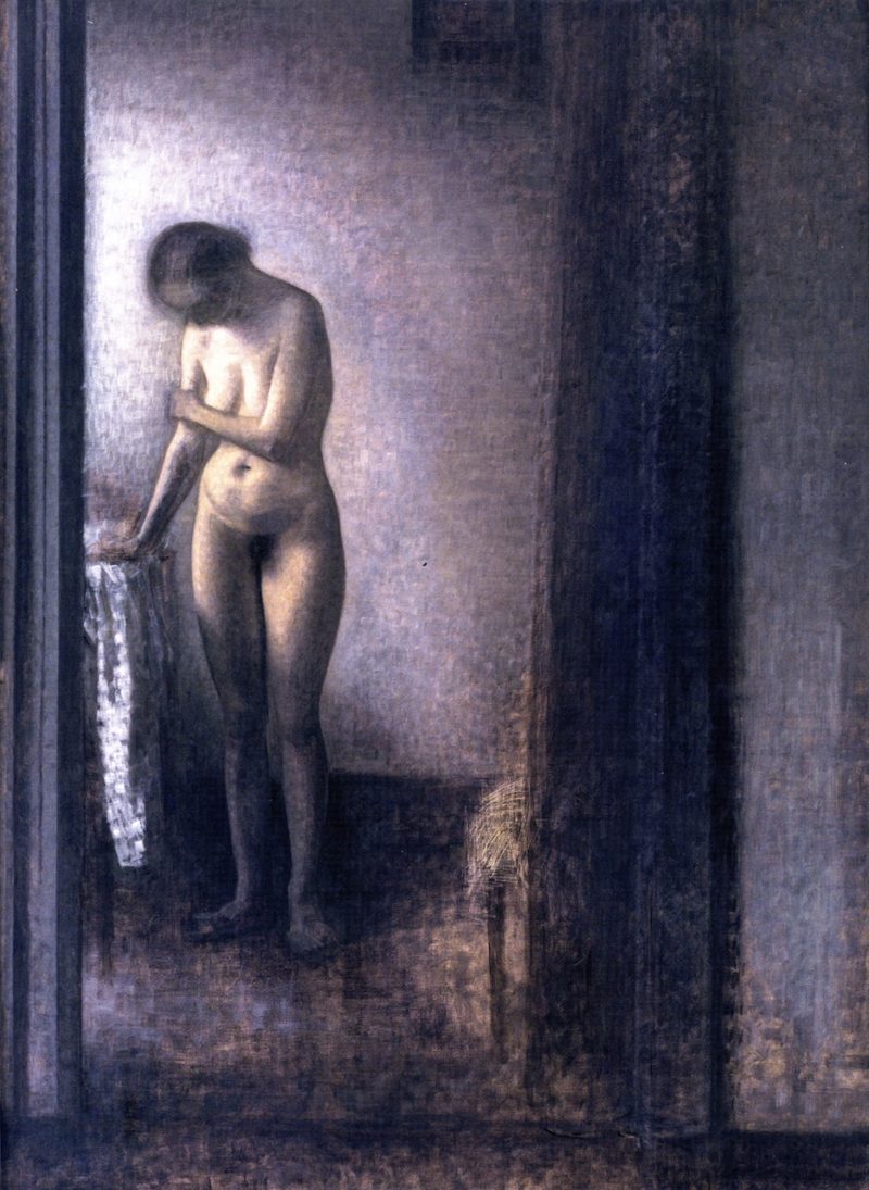 Standing Female Nude | Vilhelm Hammershoi | oil painting