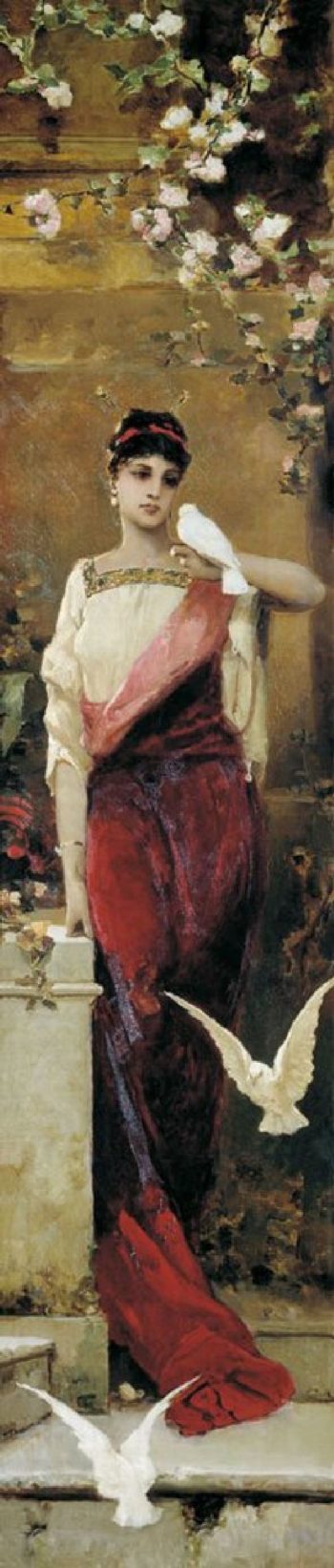 Woman with pigeons | William A Kotarbinski | oil painting