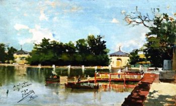 View of the Jetty in the Retiro Gardens Madrid | Joaquin Sorolla y Bastida | oil painting