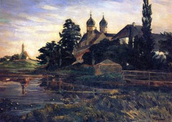 Seeon Monastery with Boat House | Wilhelm Trubner | oil painting