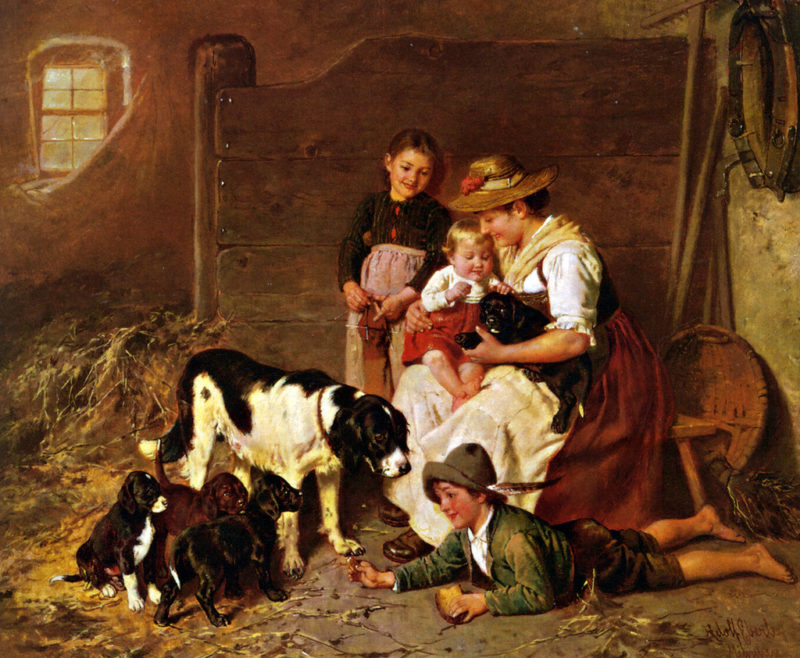 The New Puppies | Adolf Eberle | oil painting