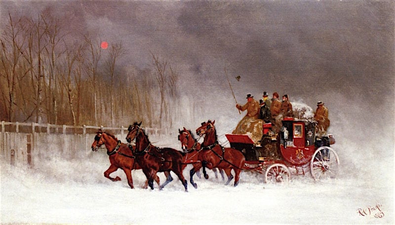 The Winter Royal Mail Coach | Alfred de Prades | oil painting