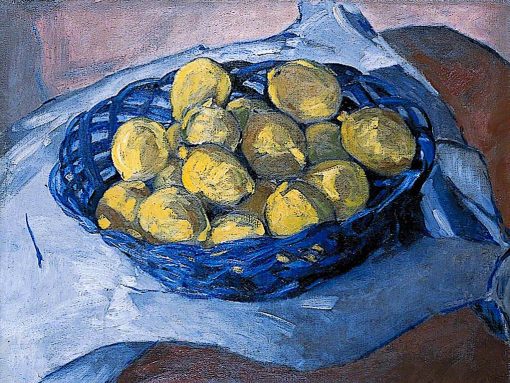 Lemons in a Blue Basket | Christopher Wood | oil painting