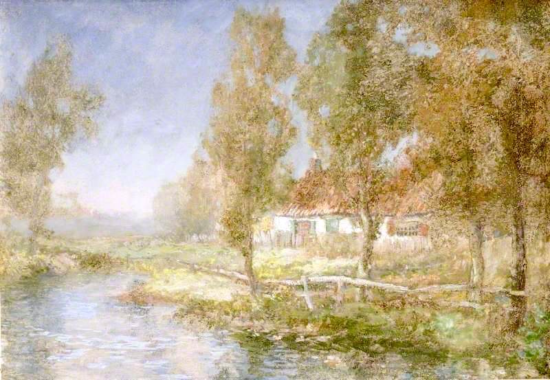 Cottage and Stream | John Falconer Slater | oil painting