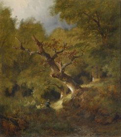 Forest landscape with hunter | Remigius Adrianus van Haanen | Oil Painting