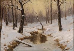 Winter landscape with river | Walter Moras | Oil Painting