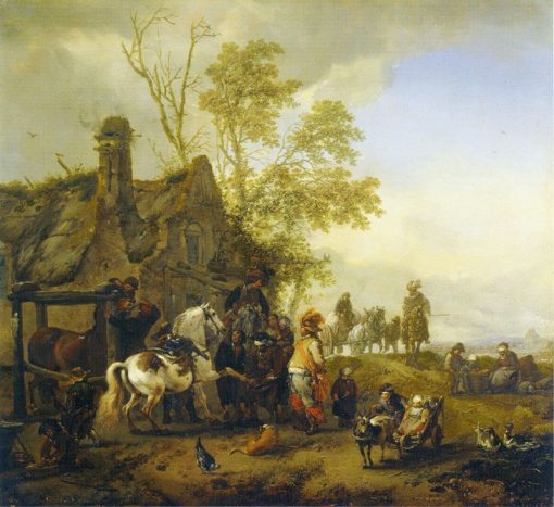 A Farrier Shoeing a Piebald Horse | Philips Wouwerman | Oil Painting