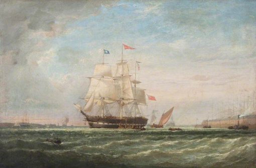 A Man-of-War and Other Shipping in Harbour | William Adolphus Knell | Oil Painting