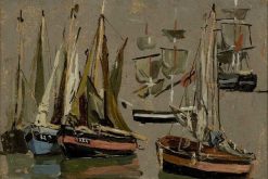 Barques des pêche et voiliers (Fishing and Sailing Boats) | Eugene Louis Boudin | Oil Painting