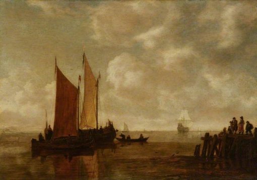 Fishing Boats off a Jetty | Simon de Vlieger | Oil Painting