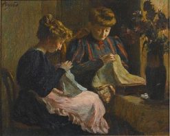 Two Women Sewing(also known as Deux femmes cousant) | Charles Jean Agard | Oil Painting
