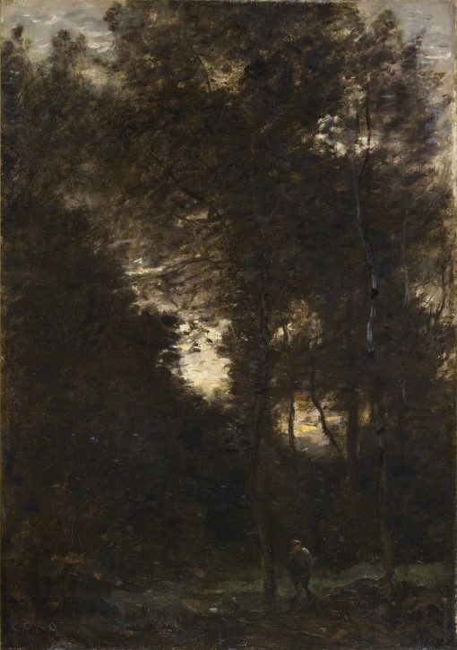 Evening in the Woods | Jean Baptiste Camille Corot | Oil Painting