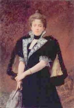 Portrait of a Lady holding a Fan | Jean Jules Antonie Tollet | Oil Painting