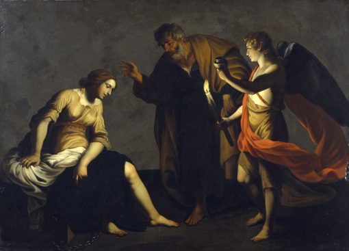 Saint Agatha Attended by Saint Peter and an Angel in Prison | Alessandro Turchi | Oil Painting