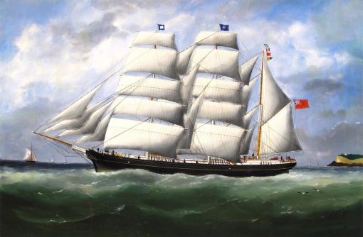 The Barque 'Ifafa' under FullSail Leaving Le Havre | douard Marie Adam | Oil Painting