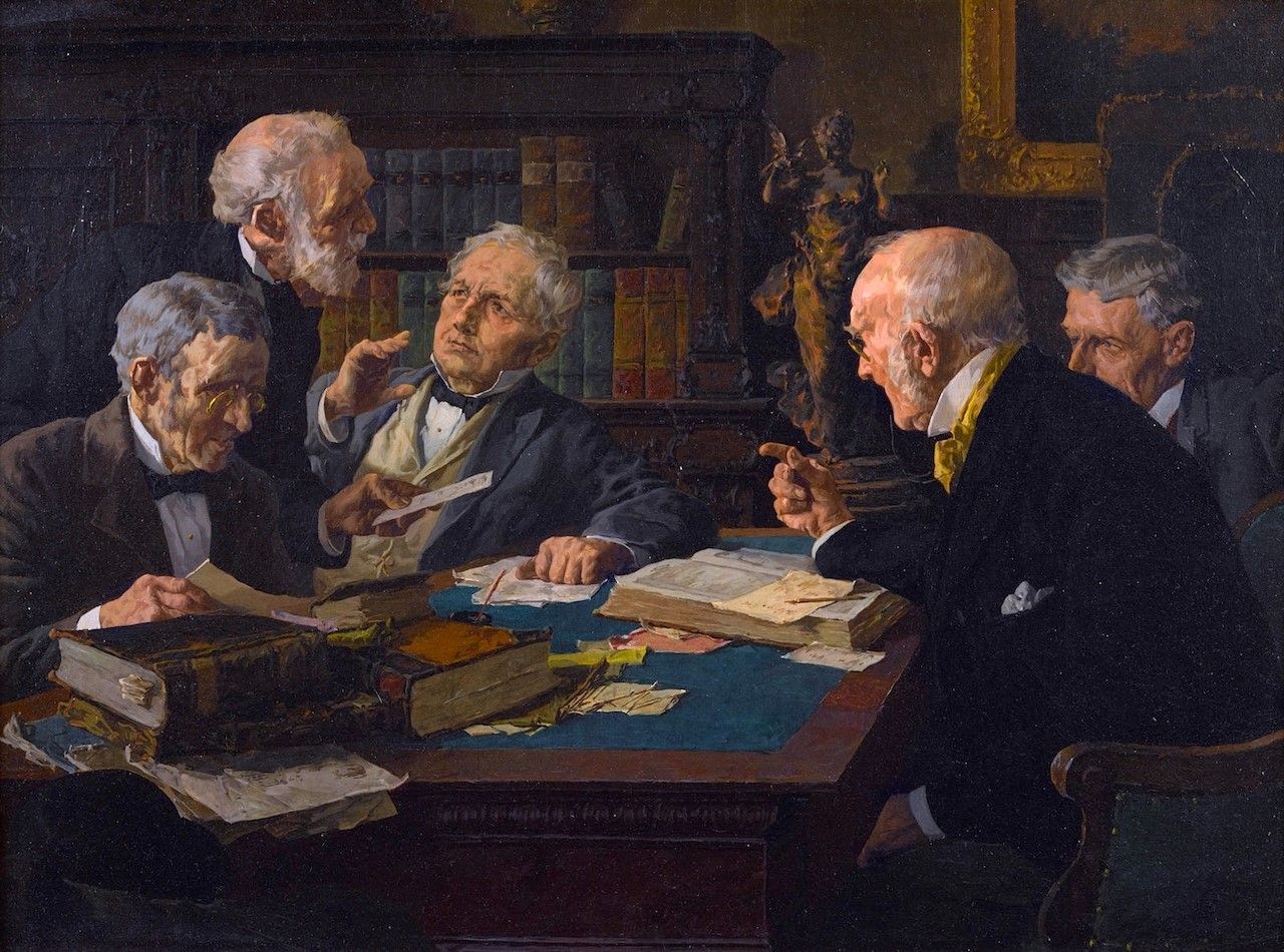 A Heated Debate Painting | Louis Charles Moeller Oil Paintings