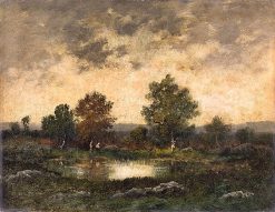 Landscape with Peasant Woman and Pond | Narcisse Dìaz de la Peña | Oil Painting