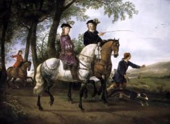 Landscape with a Hunt (also known as The Three Huntsmen) | Aelbert Cuyp | Oil Painting